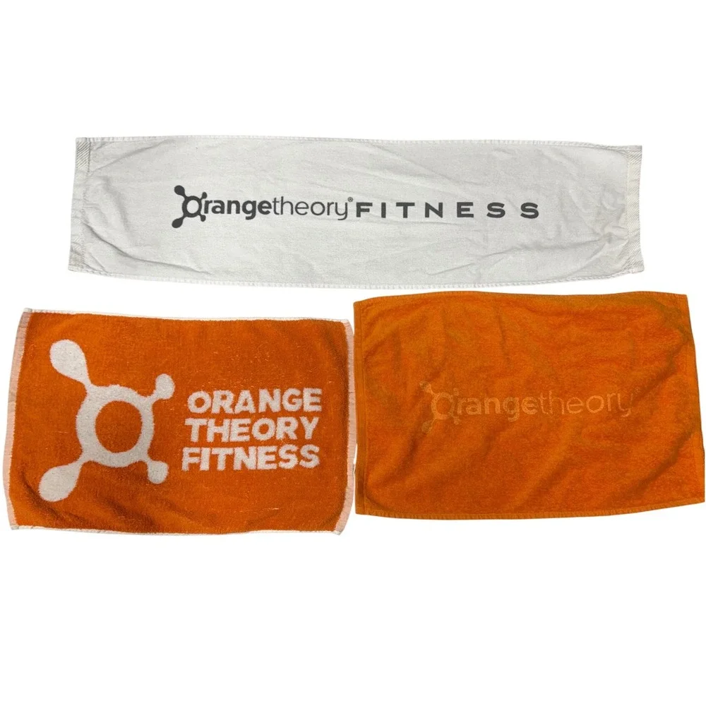 Orangetheory Fitness Gym Towel Set Bundle 3 Pack Cotton Blend Orange White